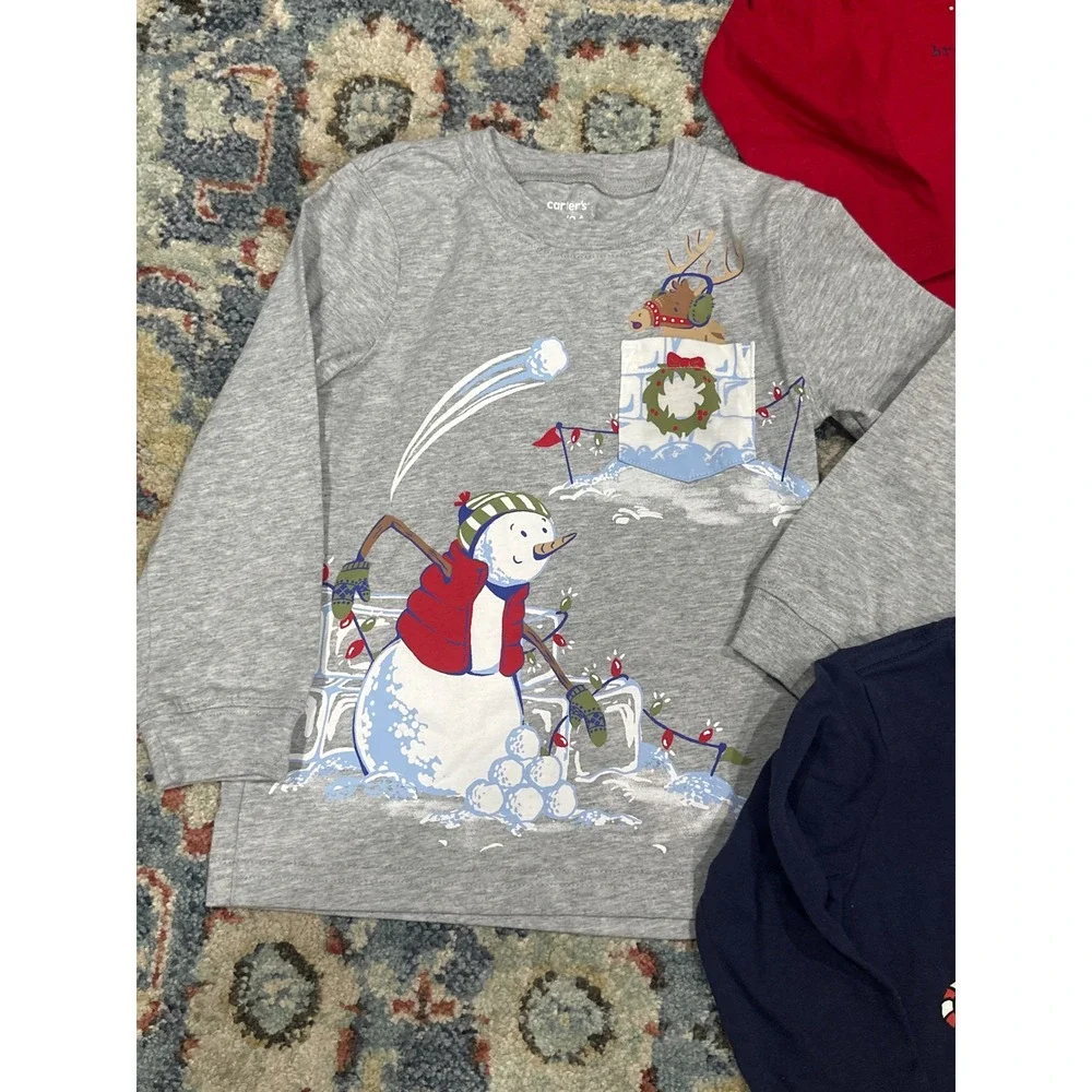 Carter's Grinch Holiday‎ Shirt Bundle Boys 3T Red Gray Navy Christmas